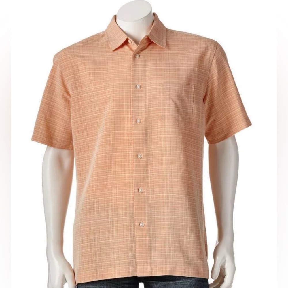 VanHeusen Men’s Button Down Short Sleeve Shirt (Size: 18-18 1/2”) EUC